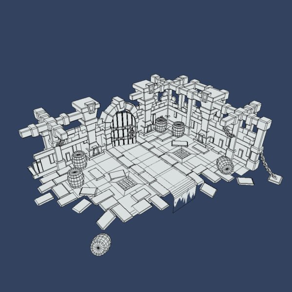 Stylized Dungeon Environment Wireframe