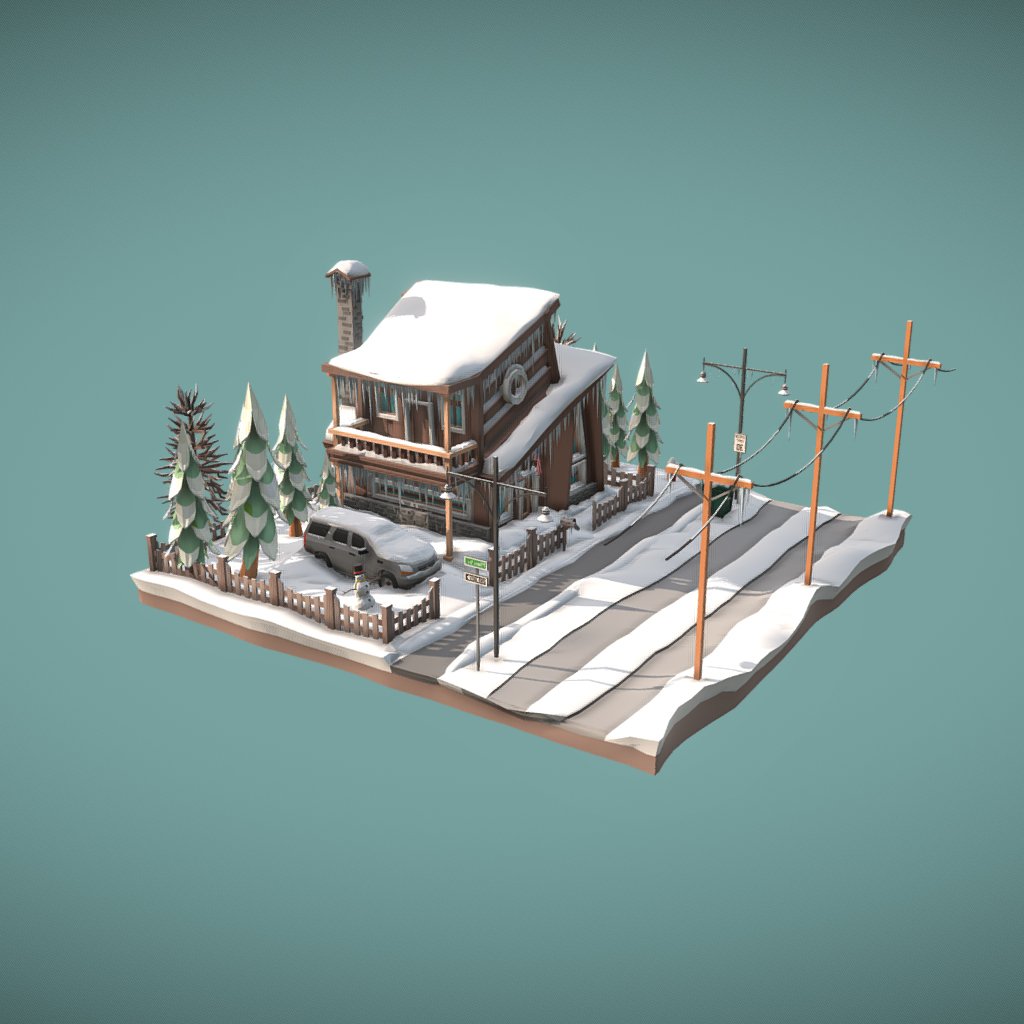 Winter Environment Scene Free 3D Models