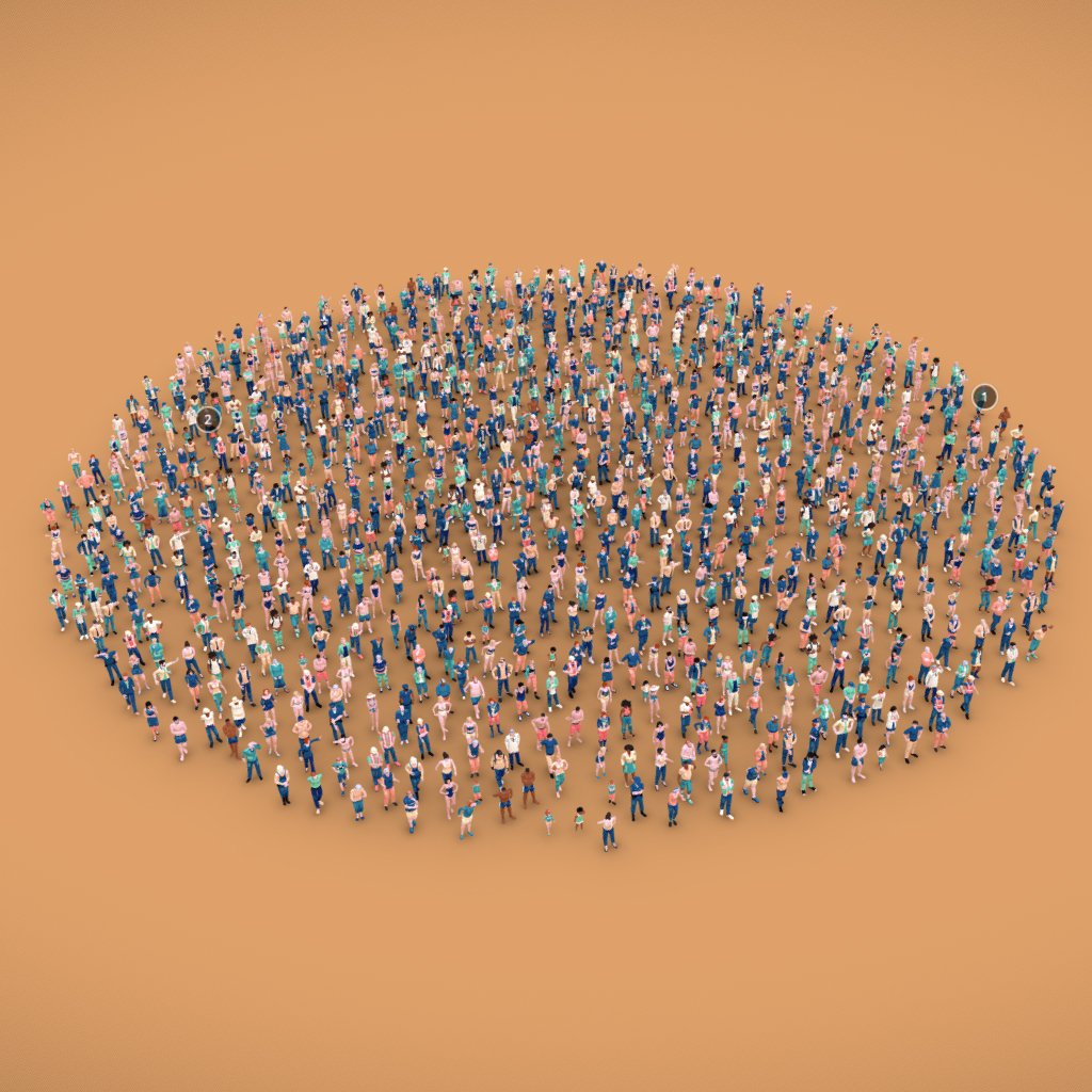 4,000 Posed People 3D Model