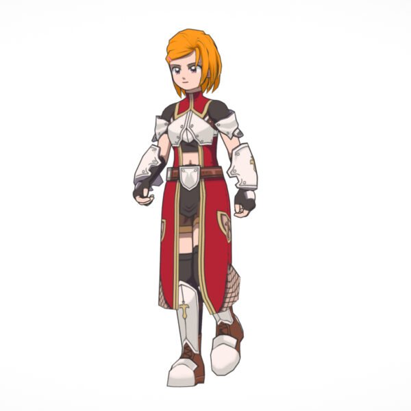 Cartoon Anime Lowpoly Knight 3D Model