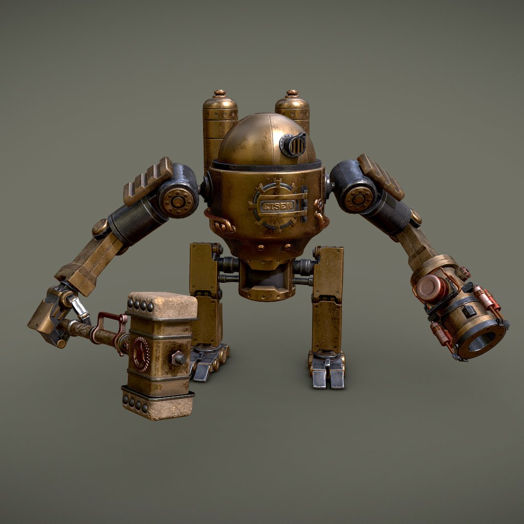 Combat Steampunk Robot Free 3D Models