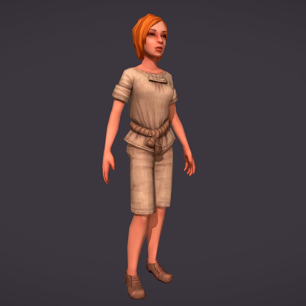 Girl Clothes Worker Set 3D Model