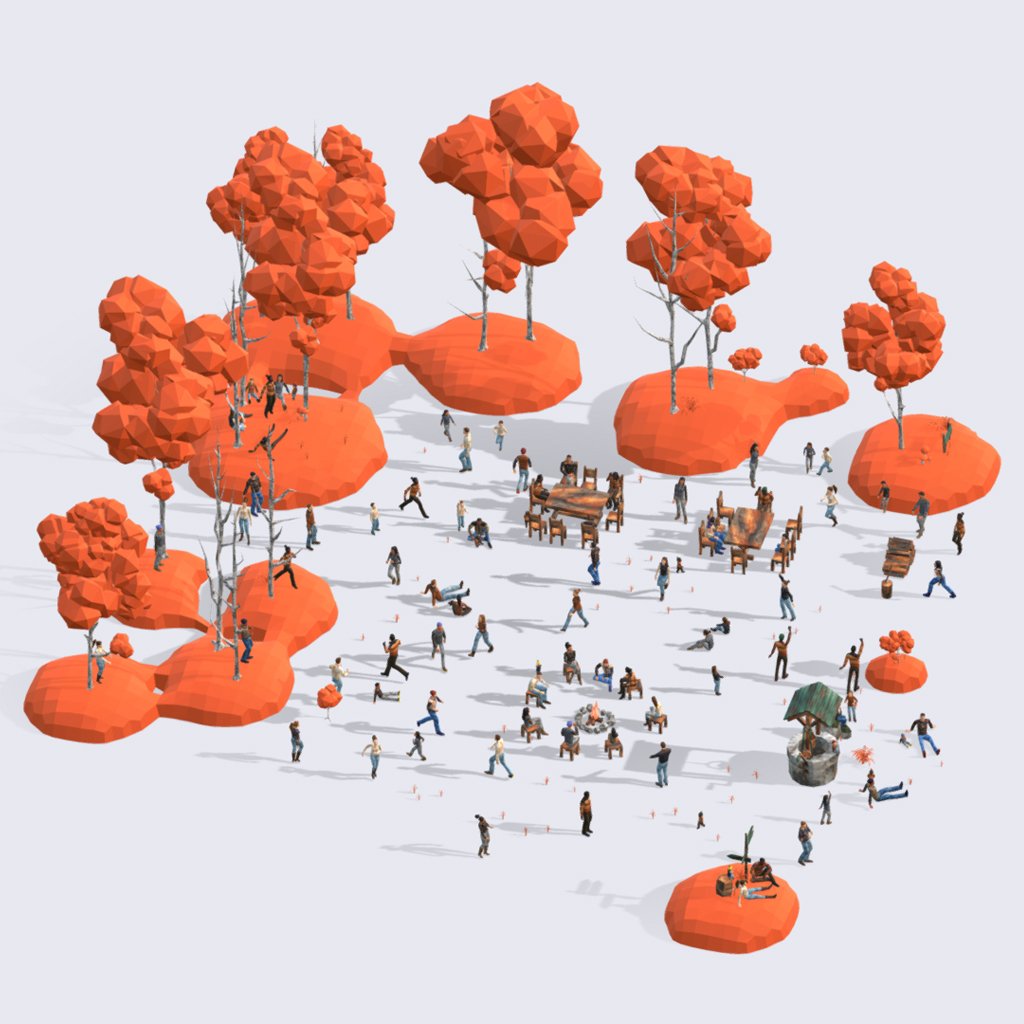 Low Poly Autumn People Pack - Posed 3D Model