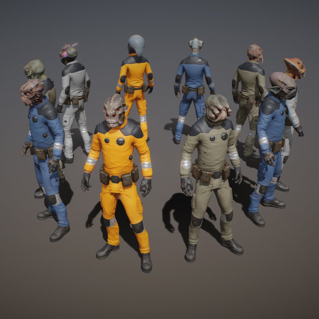 SCI FI MAINTENANCE WORKER TEAM 3D Model