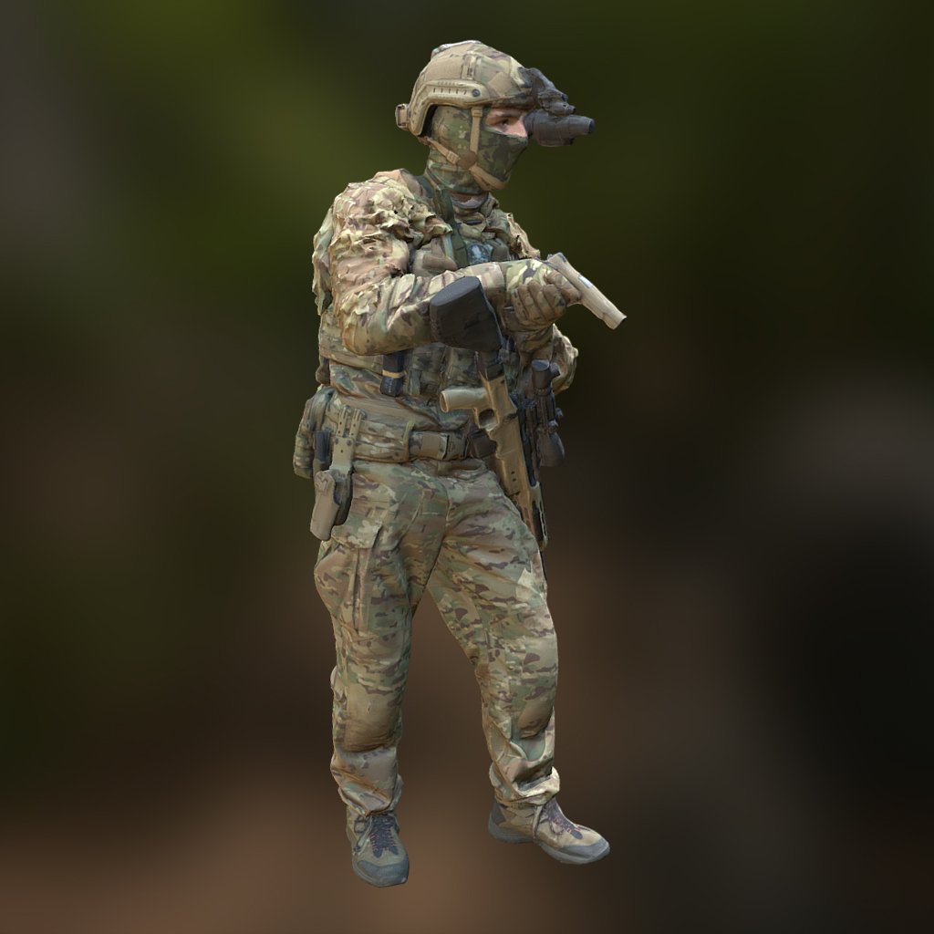 Soldier With Pistol 3D Model