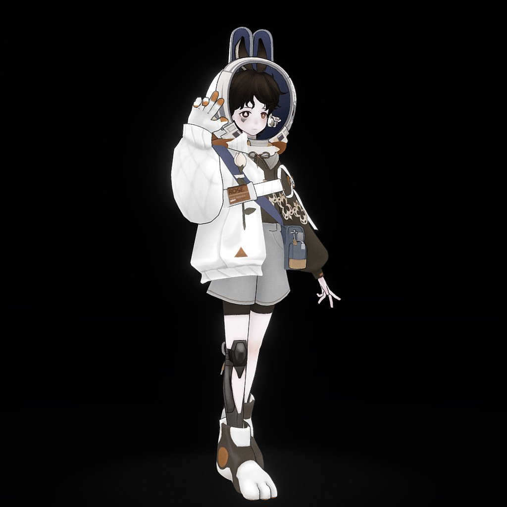 Space Rabbit Anime Character 3D Model