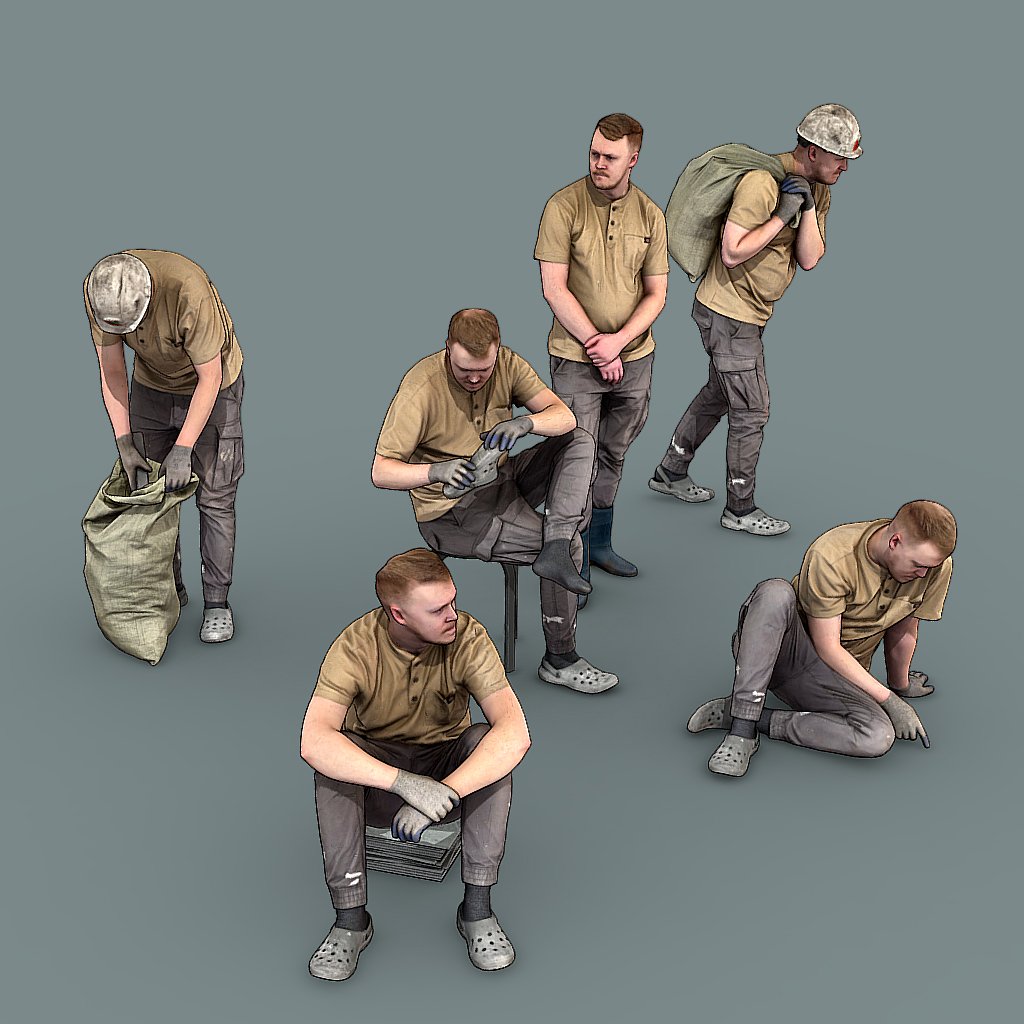 Worker in a Sand T-shirt 3D Model