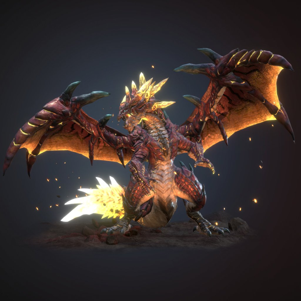 Caudeus Magma Tail Dragon 3D Model