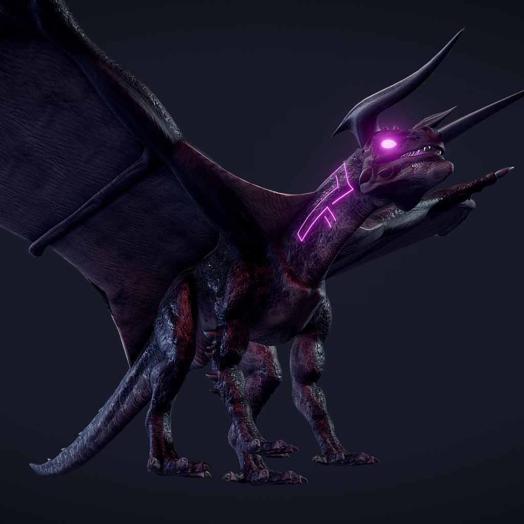 Enchanted Dark Dragon 3D Model